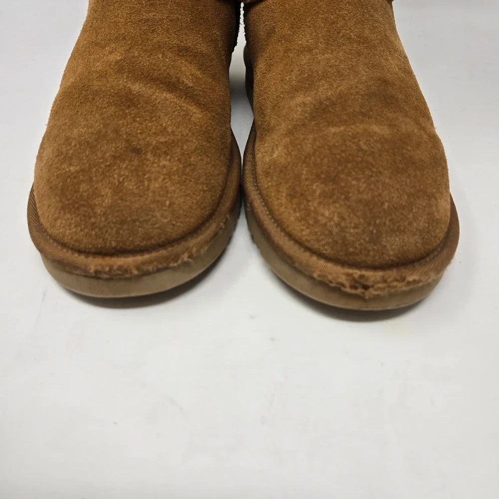 Koolaburra by UGG Victoria Short Boots 7 Chestnut Brown Suede Faux Fur 1017090
